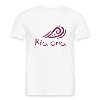 "Kia ora" waves design Maori Hello gift idea - Men's T-Shirt - white - Front - AI Model Male 178 dark (178cm)