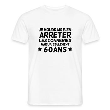 Les conneries a 60 ans - anniversaire - T-shirt homme - blanc - Devant - AI Model Male 178 dark (178cm)