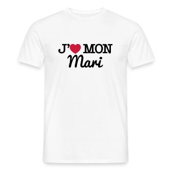J'aime mon mari - T-shirt homme - blanc - Devant - AI Model Male 178 dark (178cm)