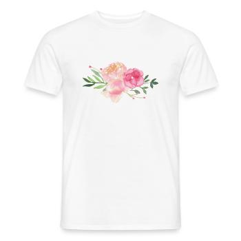 Rose fleur bouquet Saint Valentin - T-shirt homme - blanc - Devant - AI Model Male 178 dark (178cm)