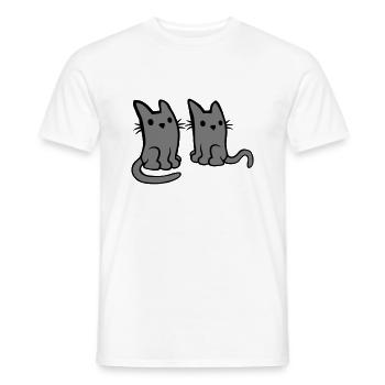 2 Katzen Freunde Team - Männer T-Shirt - Weiß - Vorne - AI Model Male 178 dark (178cm)