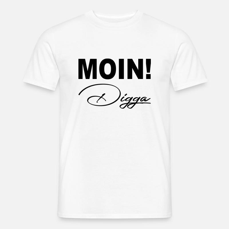 Moin Digga Spruch - Männer T-Shirt - Weiß