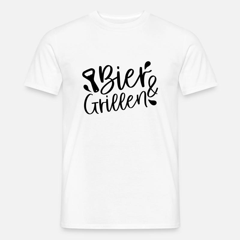 Bier und Grillen - Männer T-Shirt - Weiß
