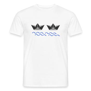 Paper Boats 02 - Men's T-Shirt - white - Front - AI Model Male 178 dark (178cm)
