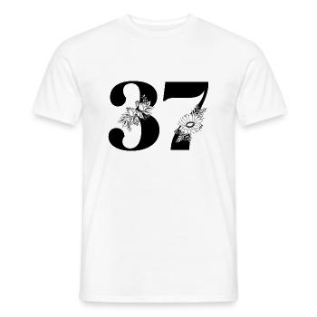Number 37 Black Floral - 37th Floral Birthday - Men's T-Shirt - white - Front - AI Model Male 178 dark (178cm)