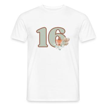16e anniversaire renard fleurs - T-shirt homme - blanc - Devant - AI Model Male 178 dark (178cm)