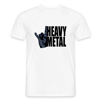 Heavy Metal Rock Musik Hörner Handgeste Text Logo - Männer T-Shirt - Weiß - Vorne - AI Model Male 178 dark (178cm)