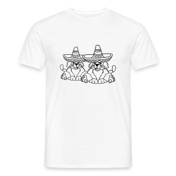 Sombrero Hat Cat Mexican Culture Kitten - Men's T-Shirt - white - Front - AI Model Male 178 dark (178cm)