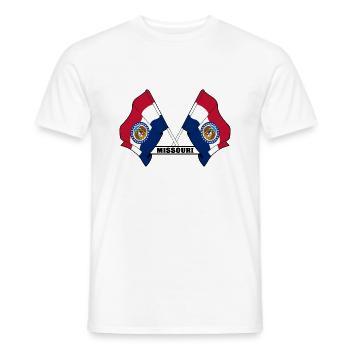 Two flags text MISSOURI - Men's T-Shirt - white - Front - AI Model Male 178 dark (178cm)