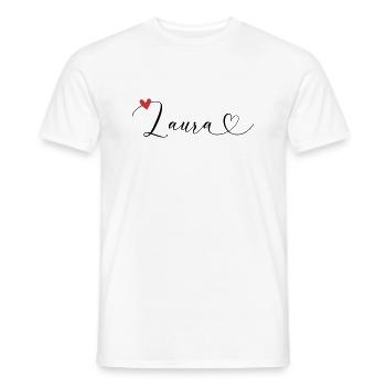 Laura Nom Prénom Calligraphie Coeur - T-shirt homme - blanc - Devant - AI Model Male 178 dark (178cm)