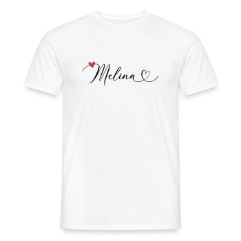 Melina Nom Prénom Calligraphie coeur - T-shirt homme - blanc - Devant - AI Model Male 178 dark (178cm)