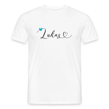 Lukas Nom Prénom Calligraphie Coeur - T-shirt homme - blanc - Devant - AI Model Male 178 dark (178cm)