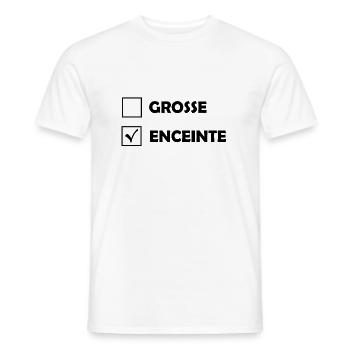 Grosse / Enceinte - T-shirt homme - blanc - Devant - AI Model Male 178 dark (178cm)