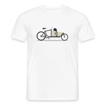 Voiture de course de vélo cargo - T-shirt homme - blanc - Devant - AI Model Male 178 dark (178cm)