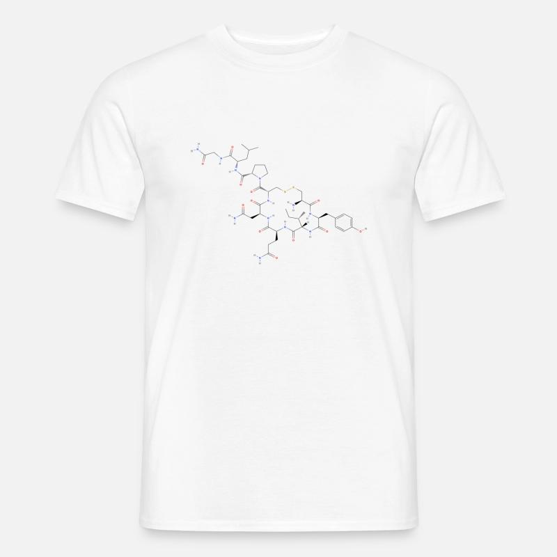 Molecola di ossitocina - Formula strutturale colorata - T-shirt uomo - bianco