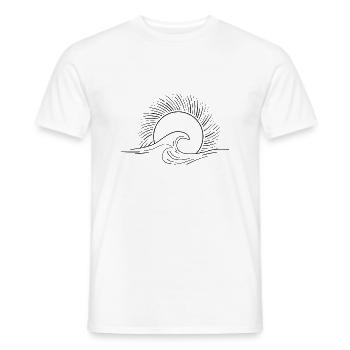 Minimalistische Welle - Männer T-Shirt - Weiß - Vorne - AI Model Male 178 dark (178cm)