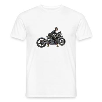 Biker girl, Femme sexy avec moto - T-shirt homme - blanc - Devant - AI Model Male 178 dark (178cm)