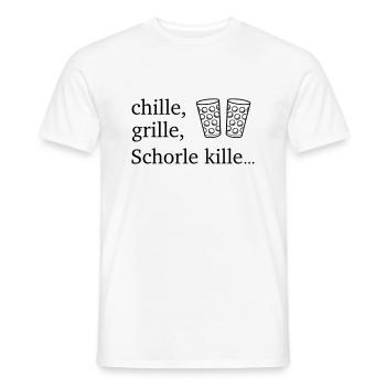 chille, grille, Schorle kille... & Dubbegläser - Männer T-Shirt - Weiß - Vorne - AI Model Male 178 dark (178cm)
