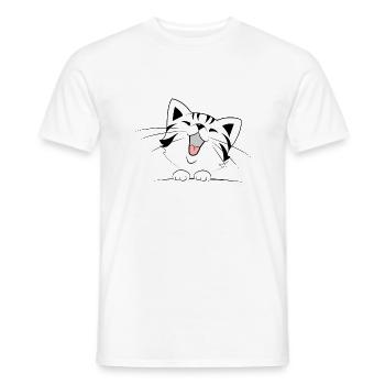 Chat mignon - T-shirt homme - blanc - Devant - AI Model Male 178 dark (178cm)