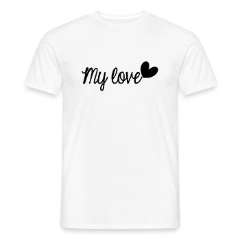 MY LOVE. LOVE. SAINT VALENTIN. EVJF. JE T'AIME - T-shirt homme - blanc - Devant - AI Model Male 178 dark (178cm)