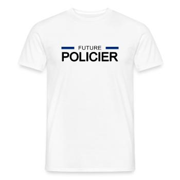 Future policier - T-shirt homme - blanc - Devant - AI Model Male 178 dark (178cm)