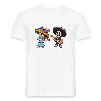Squelettes Mexicains Mariachi Et Catrina - T-shirt homme - blanc - Devant - AI Model Male 178 dark (178cm)