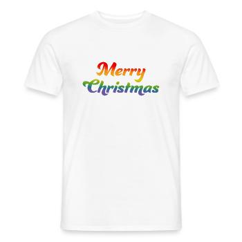 LGBTQI Regenbogen Merry Christmas - Männer T-Shirt - Weiß - Vorne - AI Model Male 178 dark (178cm)