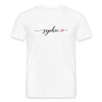 Sophie Name Calligraphy Font - Men's T-Shirt - white - Front - AI Model Male 178 dark (178cm)