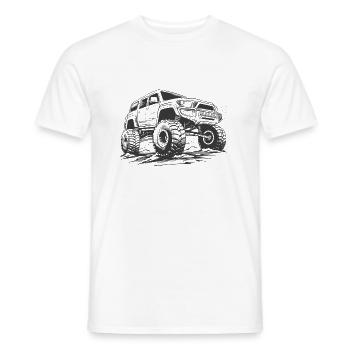 Quatre roues motrices Véhicule tout-terrain 4x4 AWD SUV Véhicule de camion tout-terrain - T-shirt homme - blanc - Devant - AI Model Male 178 dark (178cm)
