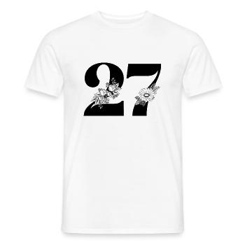 Number 27 Black Floral -27th Floral Anniversary - Men's T-Shirt - white - Front - AI Model Male 178 dark (178cm)