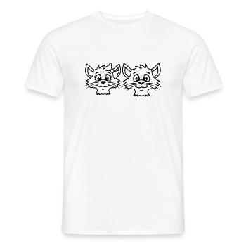 Zwei Katzen Paar 2 Romantisches verliebtes Pärchen - Männer T-Shirt - Weiß - Vorne - AI Model Male 178 dark (178cm)