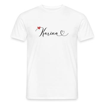 Karina Name Vorname Kalligrafieherz - Männer T-Shirt - Weiß - Vorne - AI Model Male 178 dark (178cm)