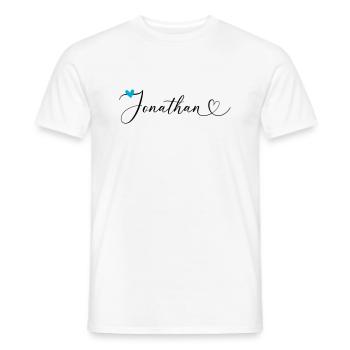 Jonathan Nom Prénom Calligraphie coeur - T-shirt homme - blanc - Devant - AI Model Male 178 dark (178cm)