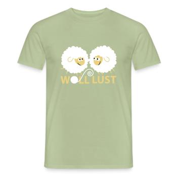 Woll Lust - Männer T-Shirt - Sage - Vorne - AI Model Male 178 light (178cm)