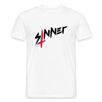 Sinner Kreuz Umgedreht - Männer T-Shirt - Weiß - Vorne - AI Model Male 178 dark (178cm)