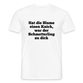 T-Shirt "hat die Blume einen Knick" - Männer T-Shirt - Weiß - Vorne - AI Model Male 178 dark (178cm)