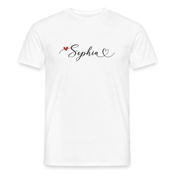 Sophia Nom Prénom Calligraphie Coeur - T-shirt homme - blanc - Devant - AI Model Male 178 dark (178cm)