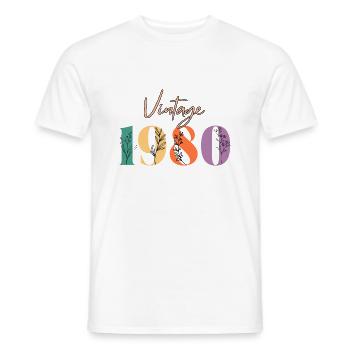 Jahrgang 1980er Blumen - Männer T-Shirt - Weiß - Vorne - AI Model Male 178 dark (178cm)