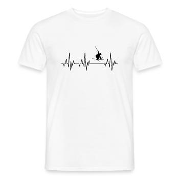 Heartbeat ECG skis ski freestyle hiver - T-shirt homme - blanc - Devant - AI Model Male 178 dark (178cm)