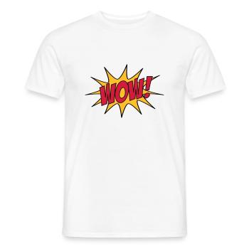 WOW! - Männer T-Shirt - Weiß - Vorne - AI Model Male 178 dark (178cm)
