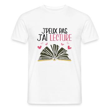Je Peux Pas J'Ai Lecture - T-shirt homme - blanc - Devant - AI Model Male 178 dark (178cm)