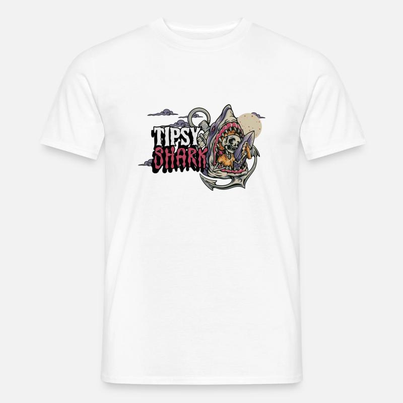 Tipsy Shark - Männer T-Shirt - Weiß