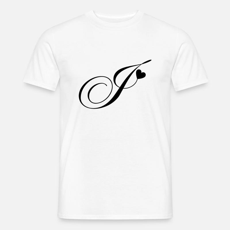 Buchstabe j Kalligraphie Herz - Männer T-Shirt - Weiß