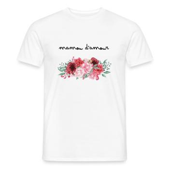 Mamou d’amour fleurs- idée cadeau mamie - T-shirt homme - blanc - Devant - AI Model Male 178 dark (178cm)