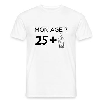mon âge 26 - T-shirt homme - blanc - Devant - AI Model Male 178 dark (178cm)