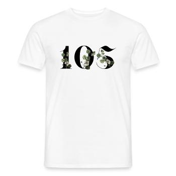 Numéro 105 floral vert - 105e anniversaire floral - T-shirt homme - blanc - Devant - AI Model Male 178 dark (178cm)