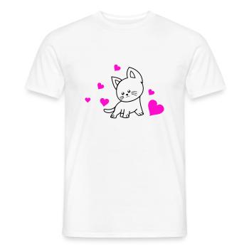 cat love 01 - Männer T-Shirt - Weiß - Vorne - AI Model Male 178 dark (178cm)