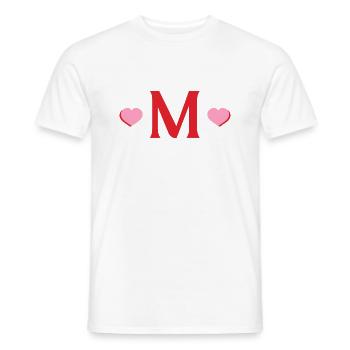 Lettre m cœurs rouges - T-shirt homme - blanc - Devant - AI Model Male 178 dark (178cm)