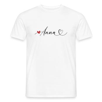 Anna Nom Prénom Calligraphie coeur - T-shirt homme - blanc - Devant - AI Model Male 178 dark (178cm)