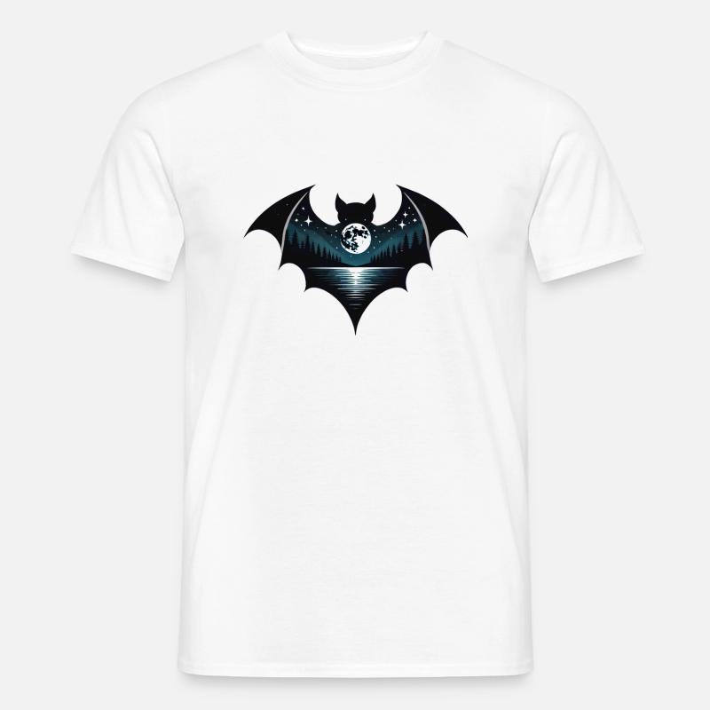 Fledermaus mit Nachthimmel - Männer T-Shirt - Weiß